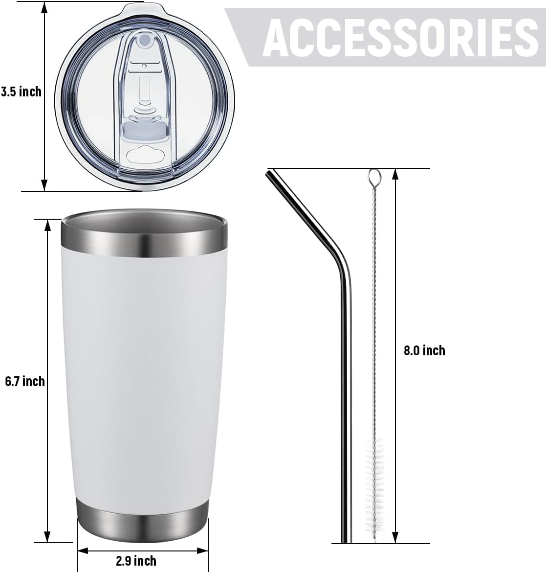 COMOOO 20oz Tumbler with Straw Stainless Steel Insulated Coffee Tumbler Cups Double Wall Vacuum Travel Coffee Mug with Splash Proof Sliding Lid for Hot Cold Drinks (Mix Color,12 Pack)