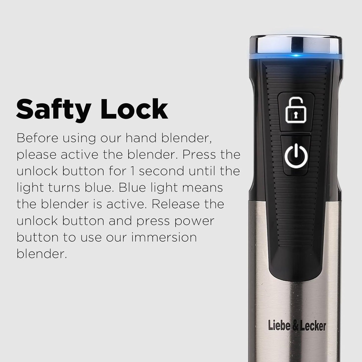 Liebe&Lecker Cordless Hand Blender, Immersion Blender Handheld USB Rechargeable 8 Variable Speeds with Whisk, Milk Frother Attachments, Portable Stick mixed for Milkshakes, Smoothies & Soups.