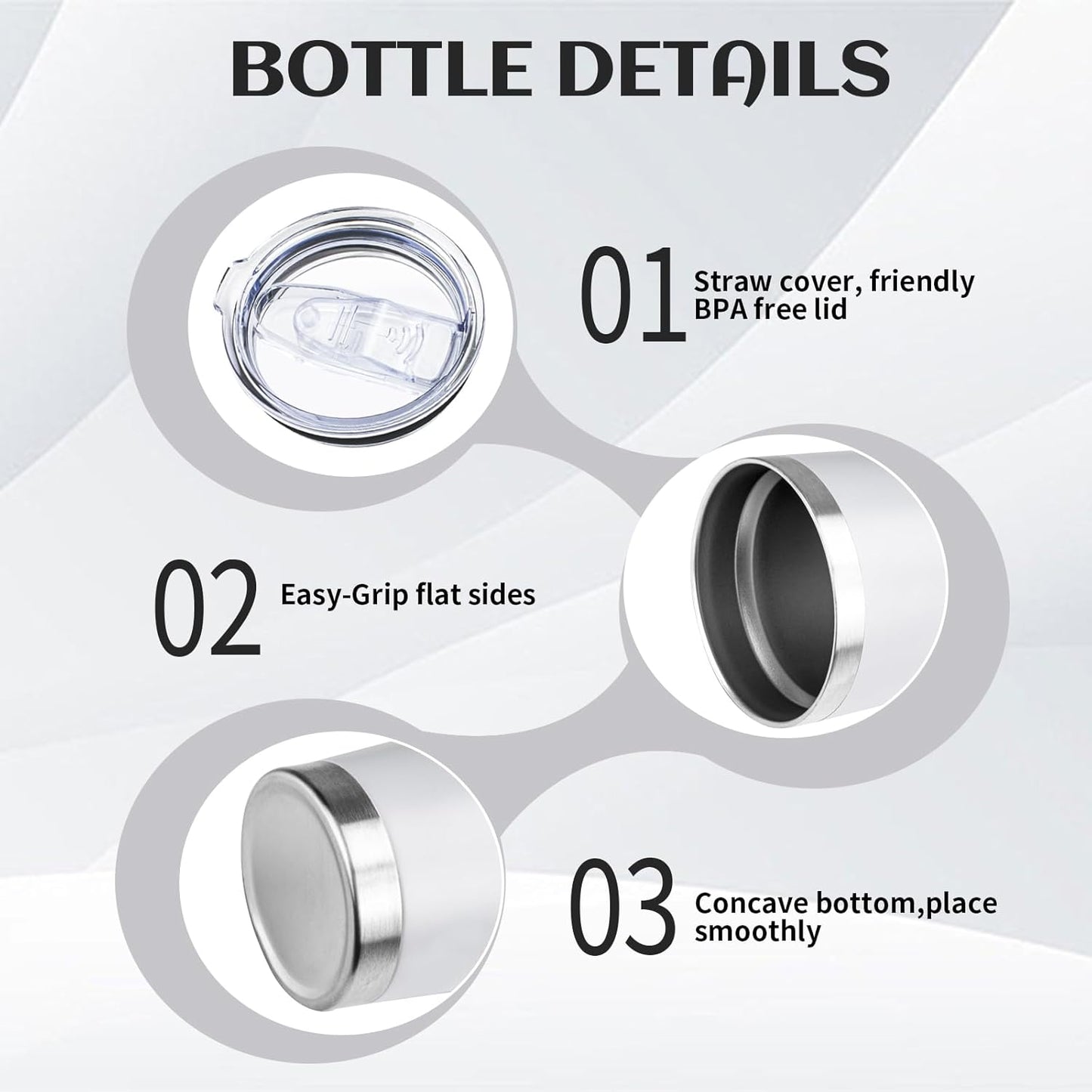 20oz Tumbler Bulk with Lid and Straw, Stainless Steel Double Wall Vacuum Insulated Travel Mug, Powder Coated Coffee Cups for Hot and Cold Drinks,Funny Gifts for Women Men(White,4)