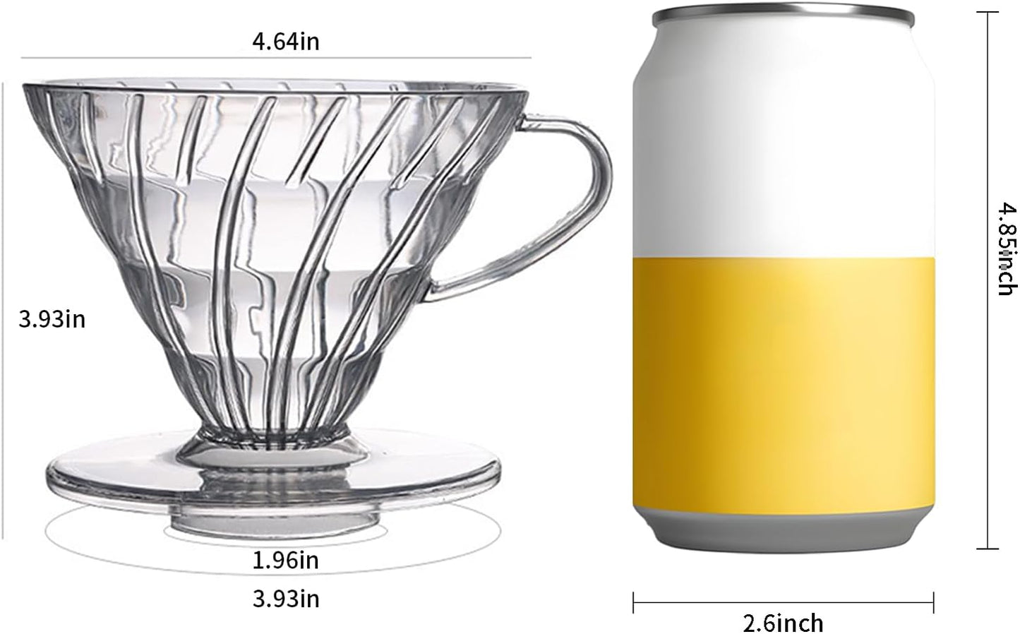 Pour Over Coffee Maker, Single Cup Coffee Dripper, Manual Porcelain Slow Brewing Accessories for Travel, Camping, Office, Home, Cafe, Coffee Gifts (Clear, Large)