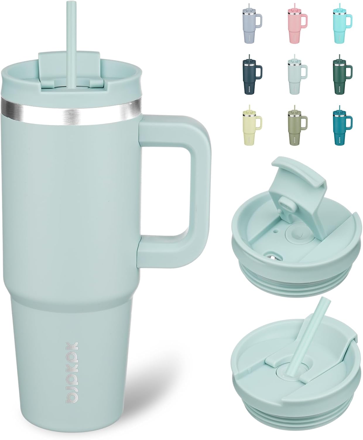 BJPKPK 30 oz Tumbler With Handle Insulated Tumblers With Lid And Straw Stainless Steel Thermal Cup,Blue Haze