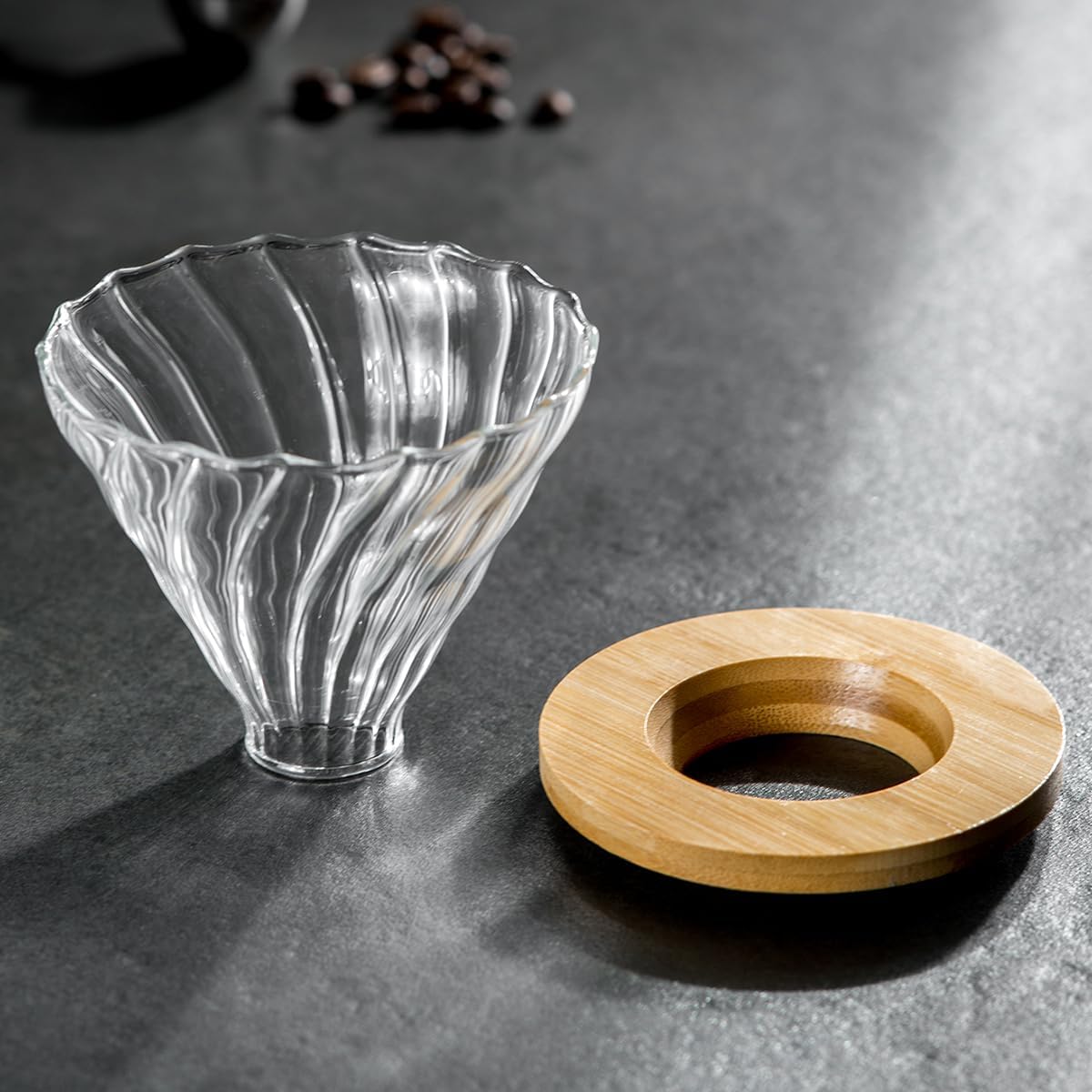 Pour Over Coffee Maker Set – Drip Coffee Pot with bamboo Handle, Glass Coffee Dripper & 100 Filters, 20oz/600ml Capacity