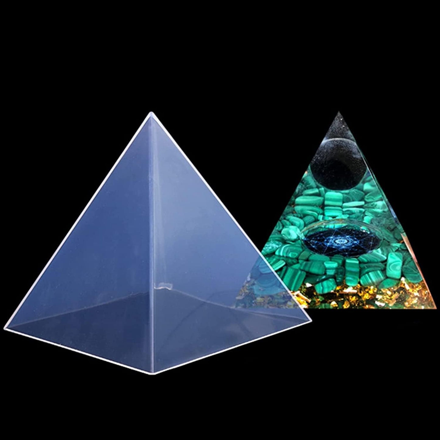 3 PCS Clear Pyramid Molds for Resin, 3Pcs 4.7''6''7.5'' Inner Large Pyramid Silicone Molds for Epoxy Resin + 1Pcs Plastic Frame, Pyramid Resin Mold Silicone Pyramid Mold for DIY