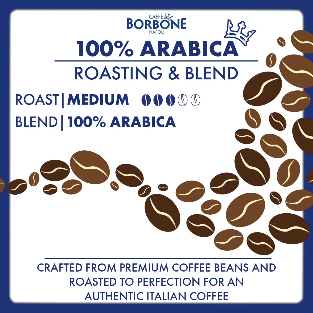 Caffe Borbone Whole Bean Coffee, Medium Roast 100% Arabica Blend, Aromatic and Refined Italian Coffee, 2.2 lb Bag