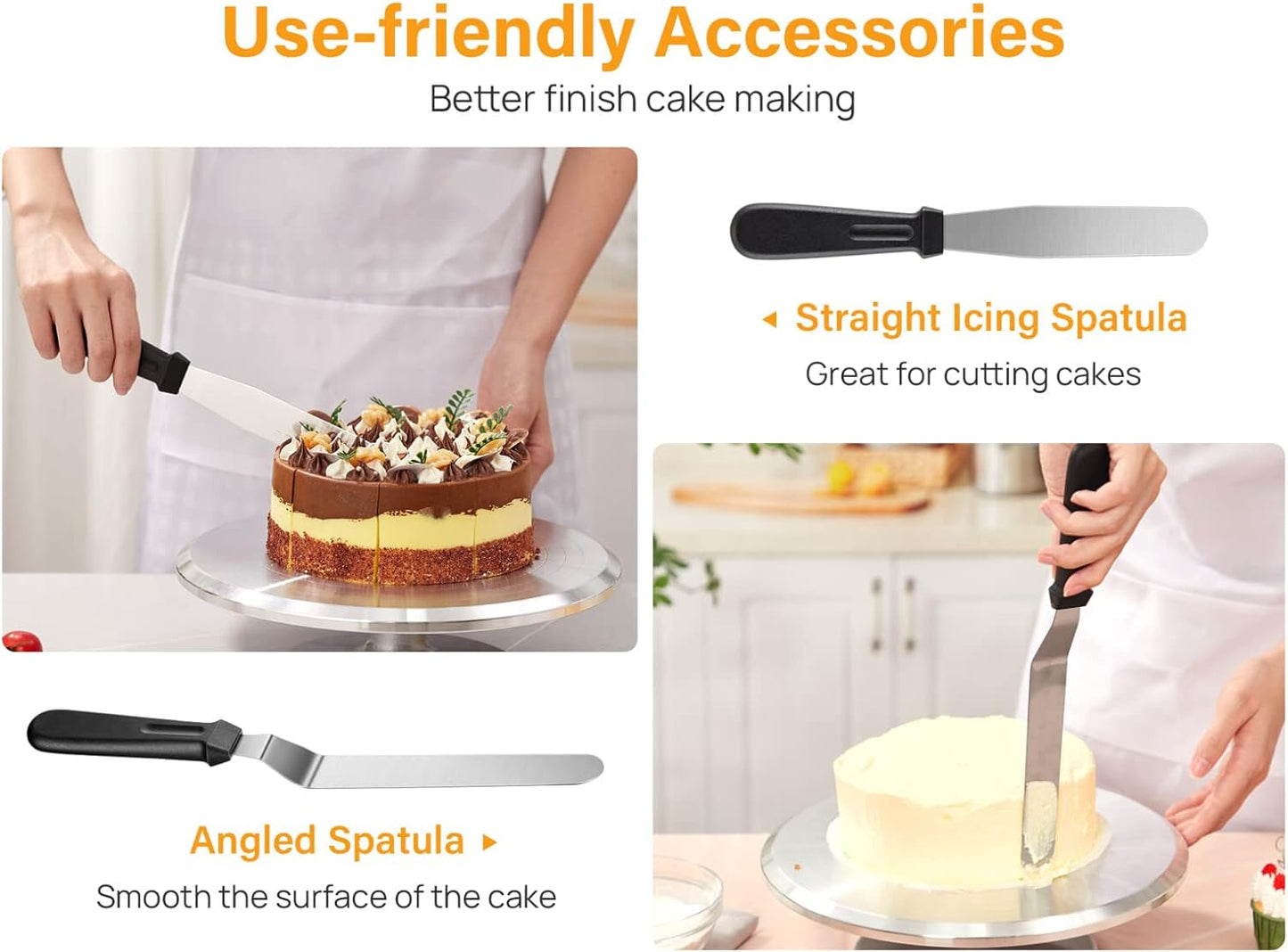 Kootek Aluminium Cake Turntable, 12 Inch Rotating Cake Stand, 35 pcs Cake Decorating Kit Supplies with 24 Numbered Icing Piping Tips, 2 Frosting Spatula, Pastry Bags and Other Baking Tools