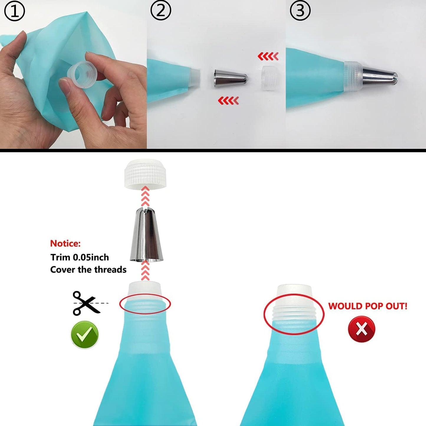 Piping Bags and Tips Set, 18" Reusable Piping Bags, Frosting Piping Kit for Baking with Pastry Bags and Tips, Standard Converters, Silicone Rings, Cake