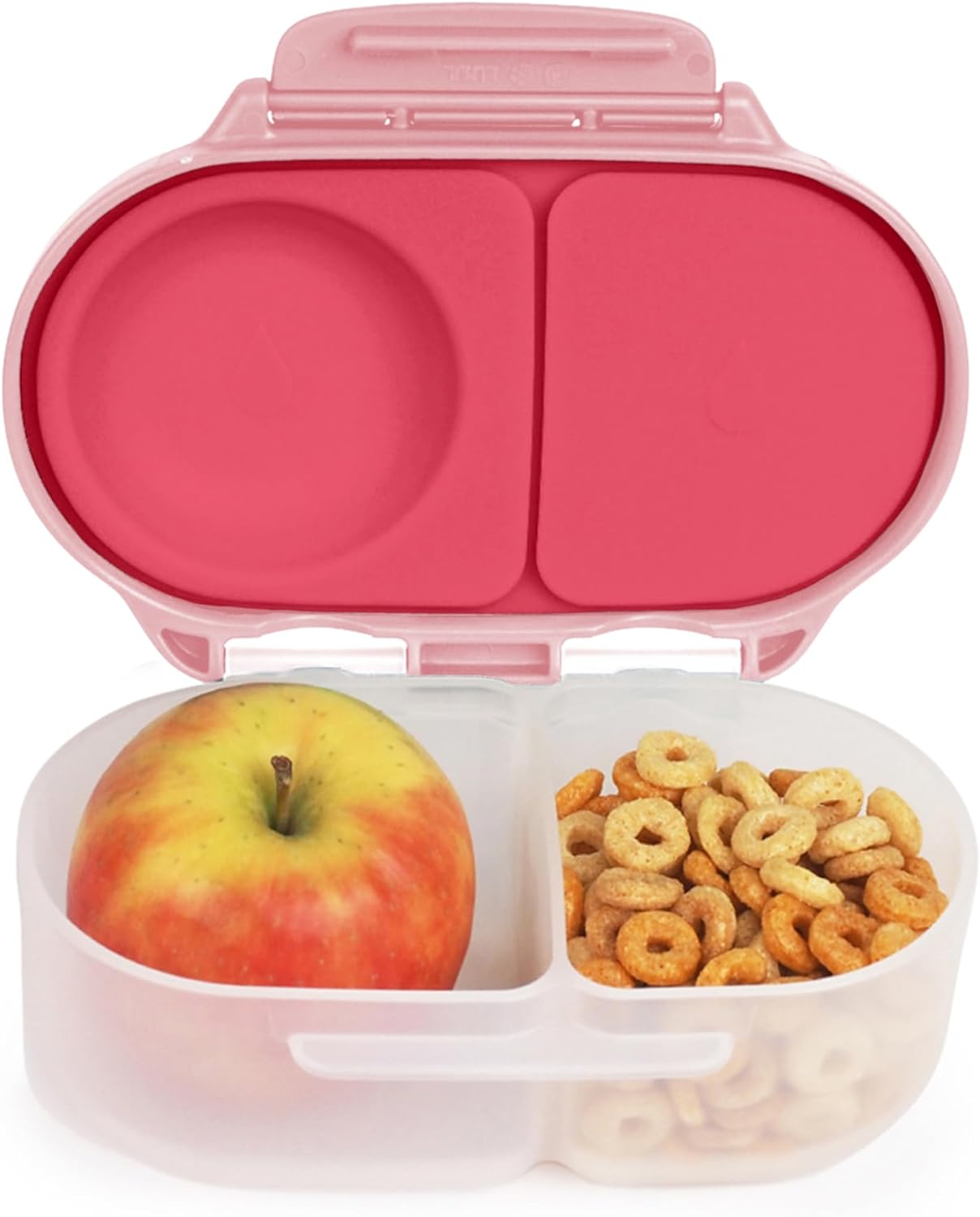 b.box Snack Box for Kids & Toddlers: 2 Compartment Snack Containers, Mini Bento Box, Lunch Box. Leak Proof, BPA free, Dishwasher safe. School Supplies. Ages 4 months+ (Flamingo Fizz, 12oz capacity)