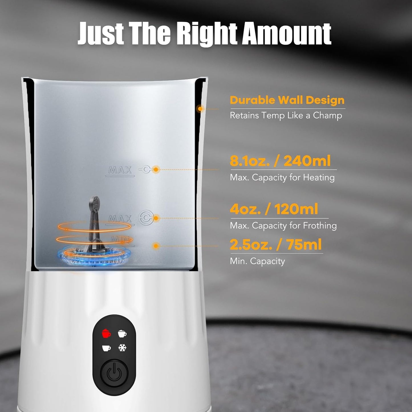 Milk Frother, Upgraded 4-in-1 Milk Frother and Steamer, Hot and Cold Foam Maker and Milk Warmer with Temperature Control & Auto Shut-Off, Frother for Coffee, Latte, Cappuccino, Matcha(White)