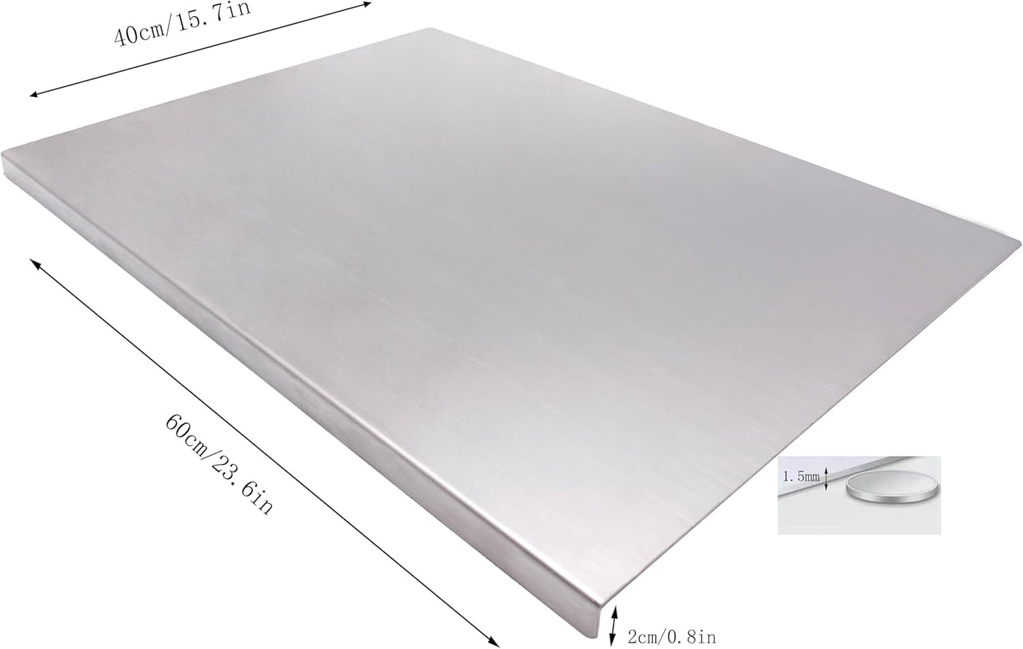 Stainless Steel Cutting Boards for The Kitchen, Suitable for Meat, Fruits, Vegetables, Bread, and Baking Large-sized Cutting Boards (60 x 40cm/23.6 x 15.7 in)