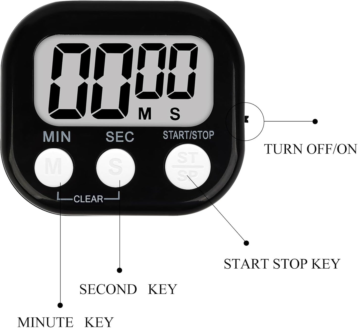 ZILLEEN Classroom Timer for Kids Teachers Digital Timers, Black White 6 Pack