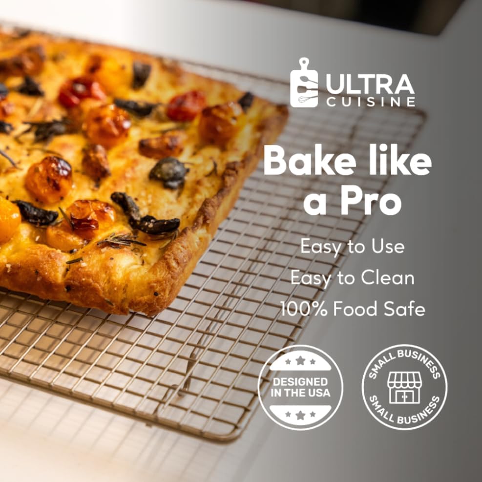 Ultra Cuisine Heavy Duty 100% Stainless Steel Cooling Rack for Cooking and Baking - Baking Rack & Wire Cooling Rack - Fits Half and Jelly Roll Sheet Pans - 11.5''x 16.5''' and 10''x14.75''