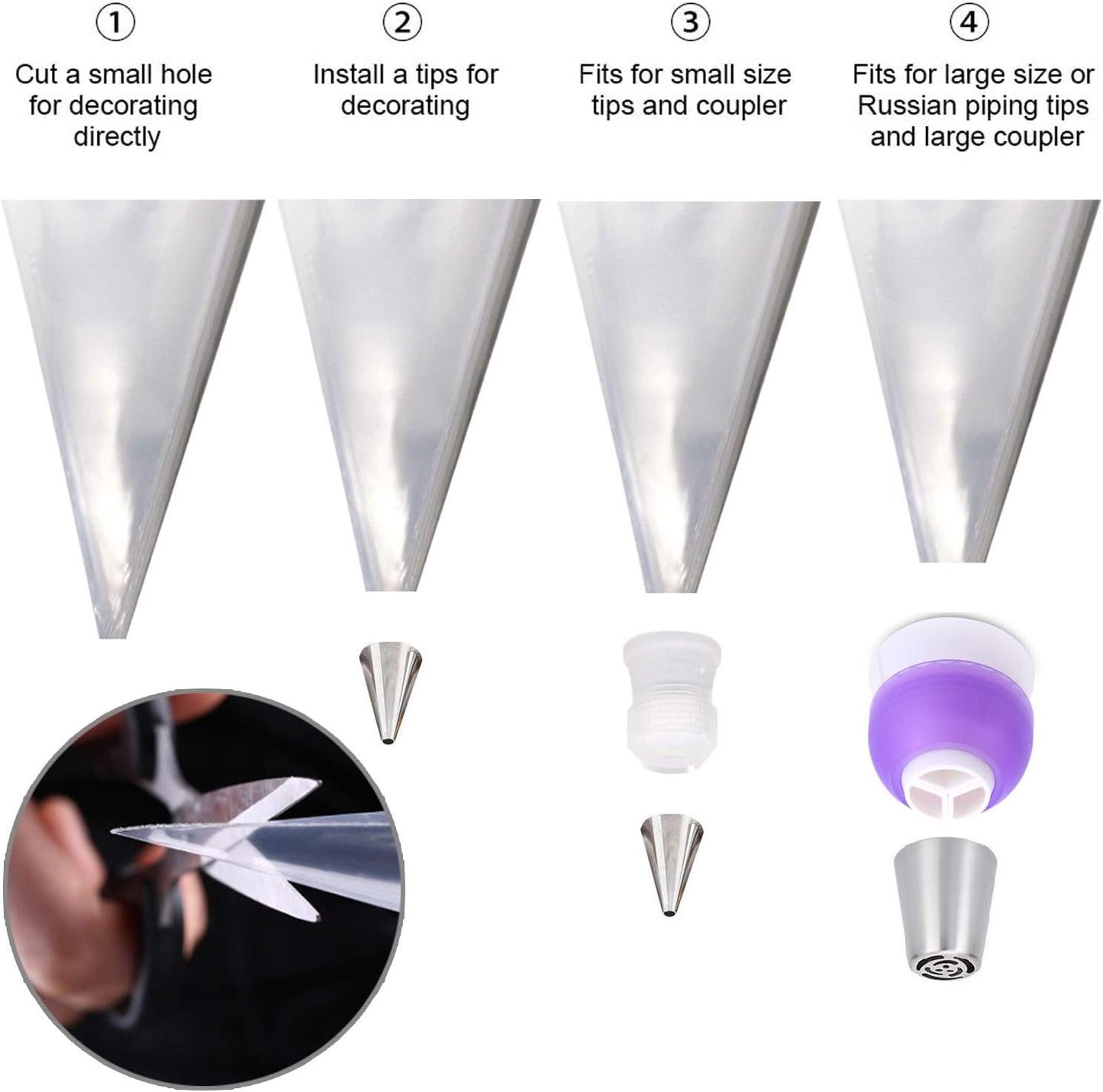 GEMLON 14 Inch Disposable Piping Bags 100 Pack – Anti-Burst Durable Plastic Pastry Bags, Clear Royal Icing Piping Bags for Cookie, Frosting, Cupcakes & Chocolate, Cake Decorating Supplies Baking Tools