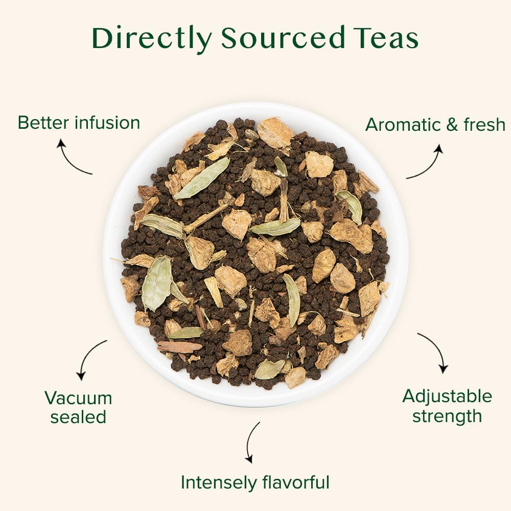 VAHDAM, Ginger Masala Chai Tea (50+ Cups,3.53oz) Authentic Indian Ginger Tea | Spiced Chai Tea Loose Leaf | Brew Hot, Iced Or Chai Latte | Vacuum Sealed Pack