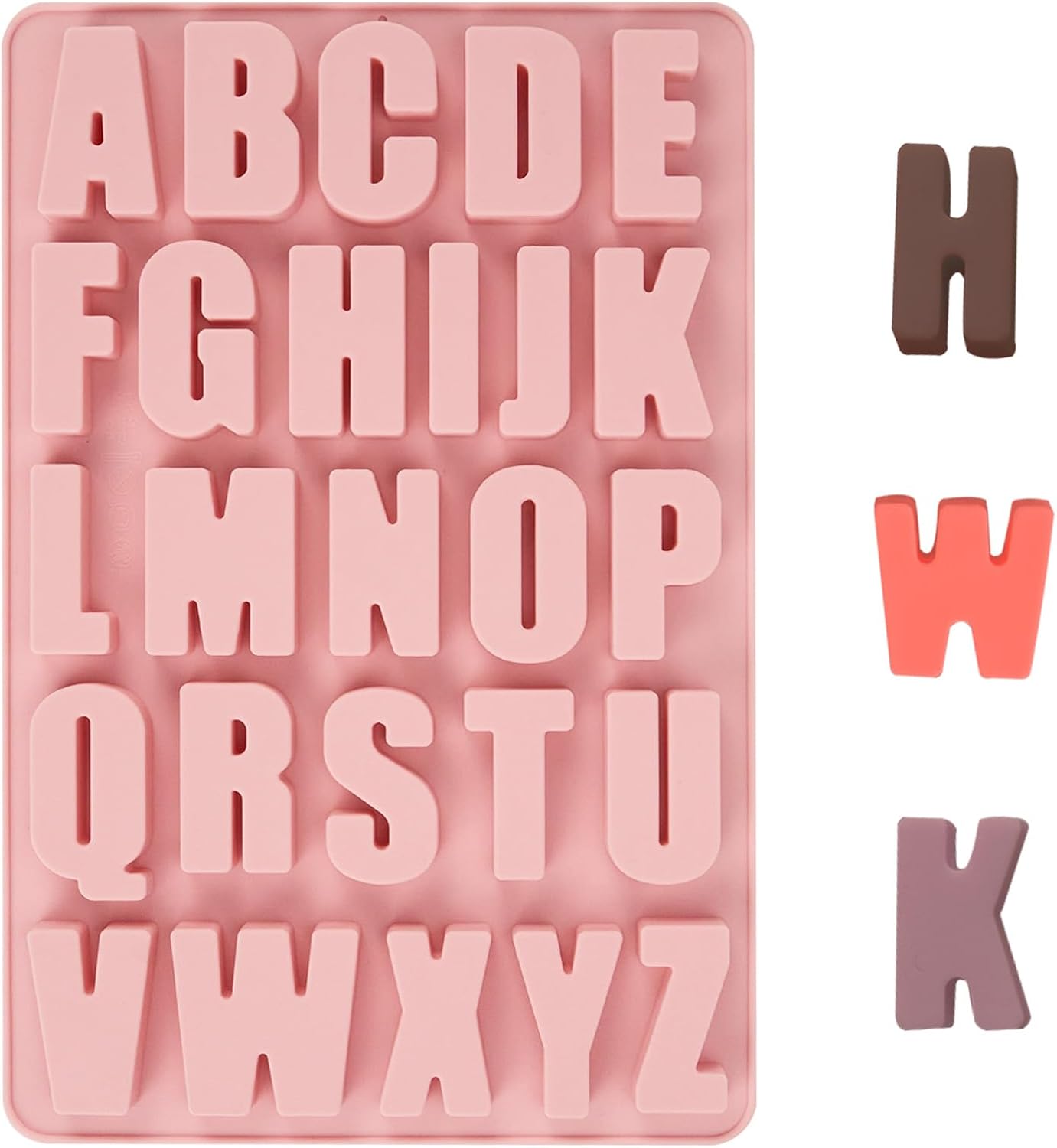 1 Pcs 26 Cavities Silicone Alphabet Chocolate Molds, Letter Molds for Chocolate, Candy, Cake, Biscuit, Large Depth, Easy Release and Clean