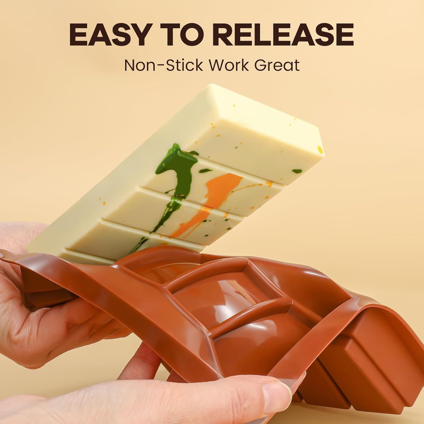 Dubai Chocolate Molds 1 Inch Deep, Silicone Chocolate Bar Mold – Non-Stick, Flexible, Large and Thick Homemade Chocolates, Candies, and Desserts - Set of 3