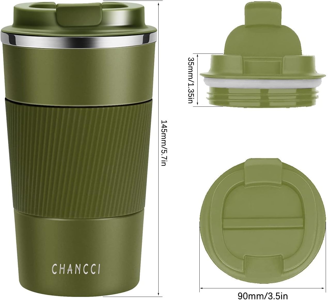 Travel Coffee Mug Spill Proof Leakproof 12 oz Insulated Coffee Mug with Screw Lid, Stainless Steel Vacuum Tumbler Reusable Thermal Coffee Cup to go for Hot and Cold Drinks -380ml,Dark Green