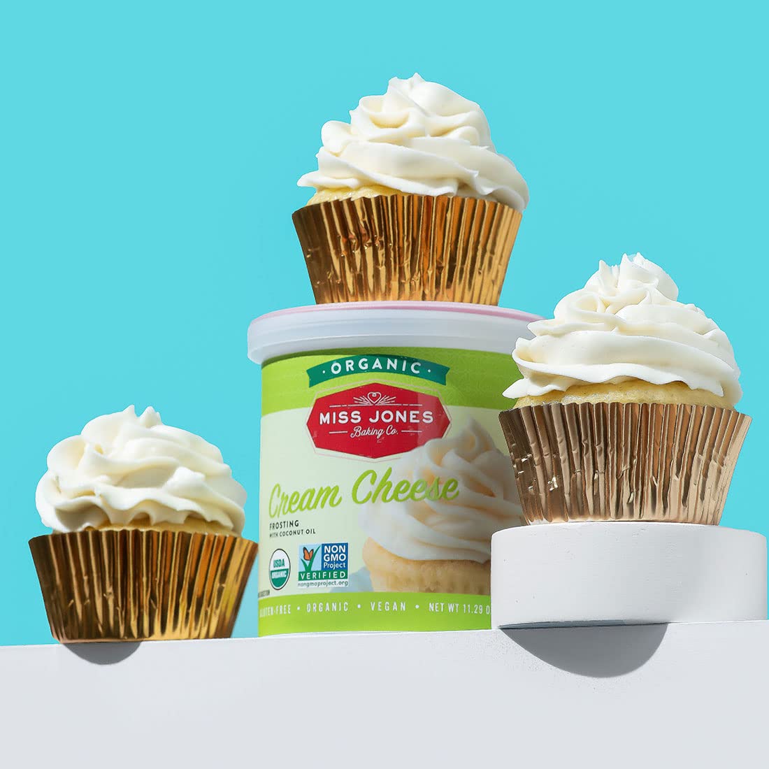 Miss Jones Baking Organic Buttercream Frosting, Perfect for Icing and Decorating, Vegan-Friendly: Cream Cheese (Pack of 6)
