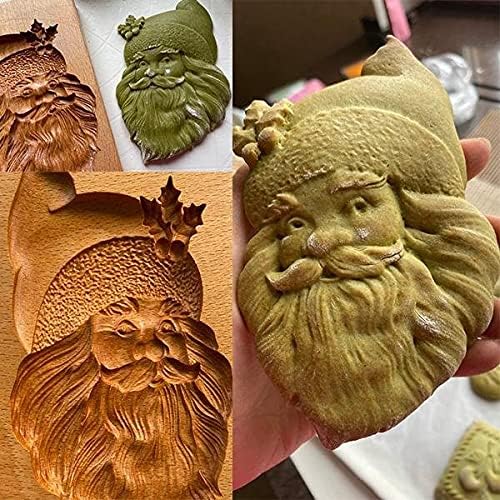 Wooden Cookie Biscuit Mold, 3D Baking Mold, Embossing Craft Decorating Baking Tool, Suitable for Halloween Thanksgiving Christmas Kitchen DIY (Old Man 10 * 8 * 2)