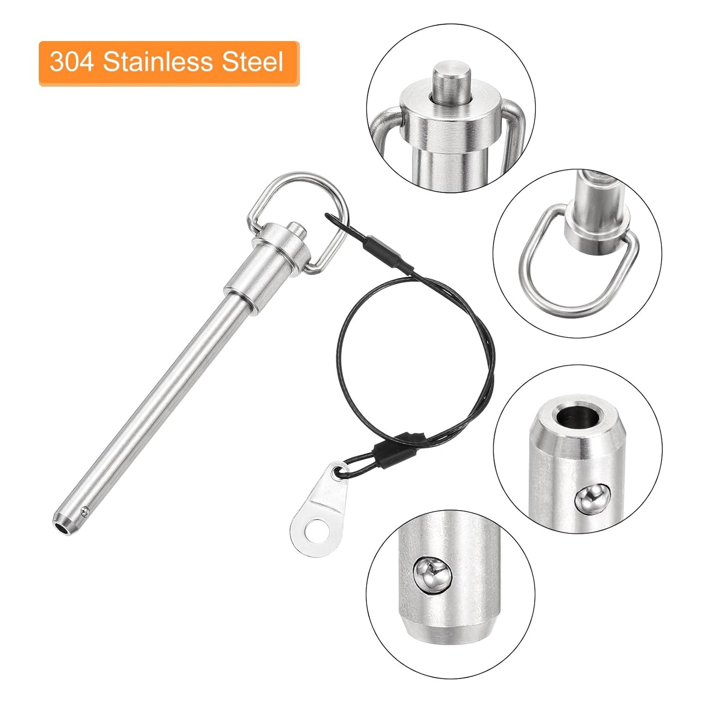 UXCELL 1 Pcs Quick Release Pin, 5/16" x 3" (Dia. x L), Silver, 304 Stainless Steel