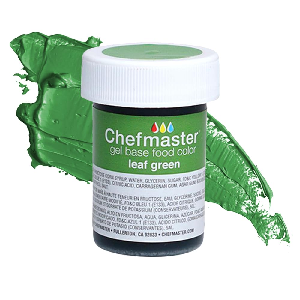 Chefmaster Leaf Green Gel Food Coloring | Vibrant Color | Professional-Grade Dye for Icing, Frosting, Fondant | Baking & Decorating | Fade-Resistant | Easy-to-Use | Made in USA | 1 oz