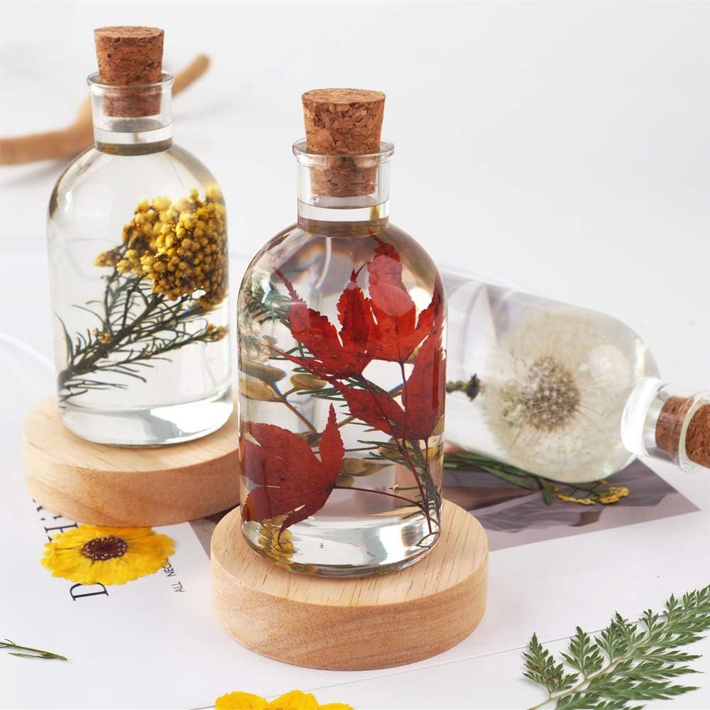 Lamp Shade Resin Mold with 10PCS Wooden Stoppers Creative Bottle Shape Silicone Molds for Epoxy Resin Casting Candle Soap Making Flower Specimen Home Party Decor Gift Art Craft Supplies