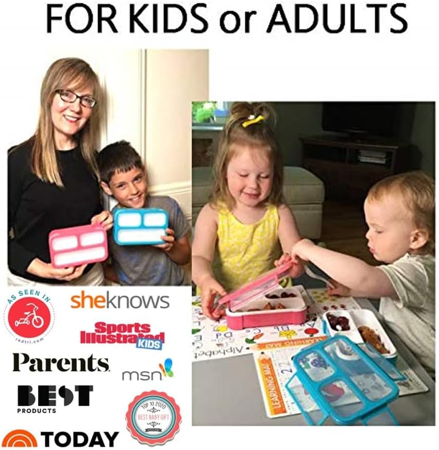 Snack Container - Small Bento Lunch Box for Kids Girls Boys Toddlers | MINI Leak-proof Boxes, Baby Bentobox for Daycare, Portion Containers, BPA-Free Pink and Blue Set of 2