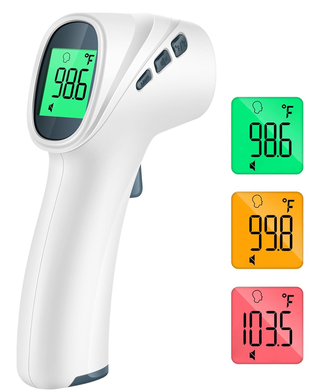 Touchless Thermometer for Adults, Digital Infrared Thermometer Gun with Fever Alarm, Forehead and Object 2 in 1 Mode, Fast Accurate Results (Gray)