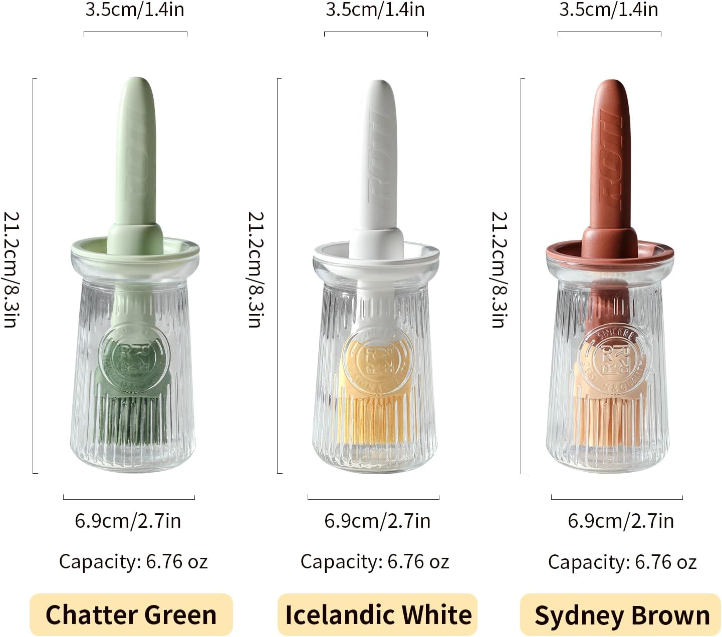 Oil Dispenser with Brush - Glass Olive Oil Dispenser for Kitchen, 3 IN 1 Oil Dispenser Bottle with Silicone Basting Brush for Cooking Vinegar Sauce BBQ Grill Frying (White)