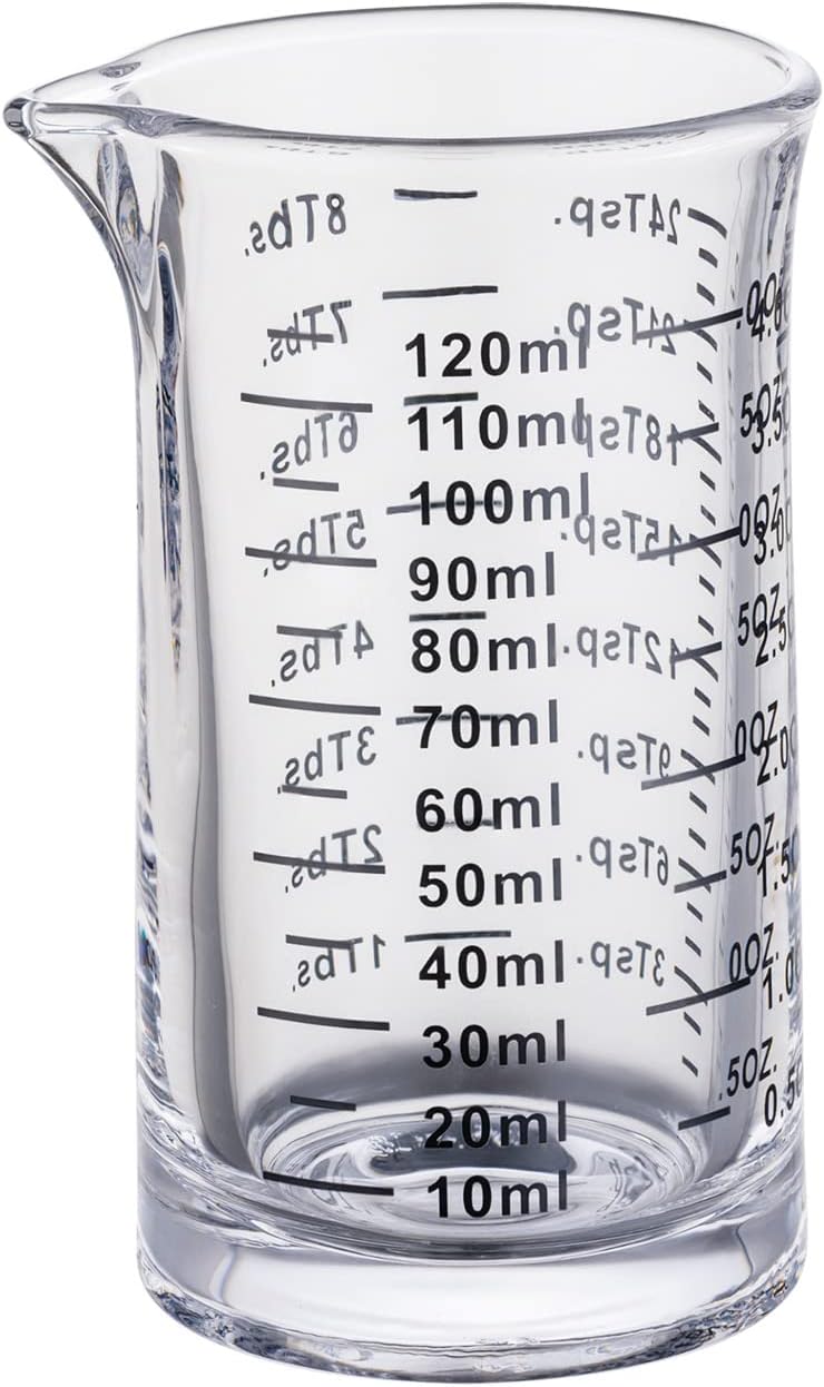 Ackers 4 Oz Glass Measuring Cup,Borosilicate Shot Glass with V-Shaped Spout-Black Line
