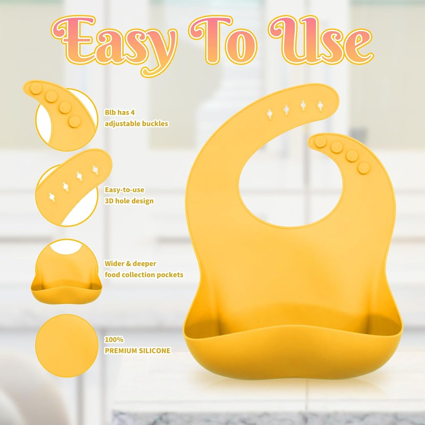 Silicone Baby Feeding Set, 6 Pcs, Baby Led Weaning Supplies, BPA Free, Yellow