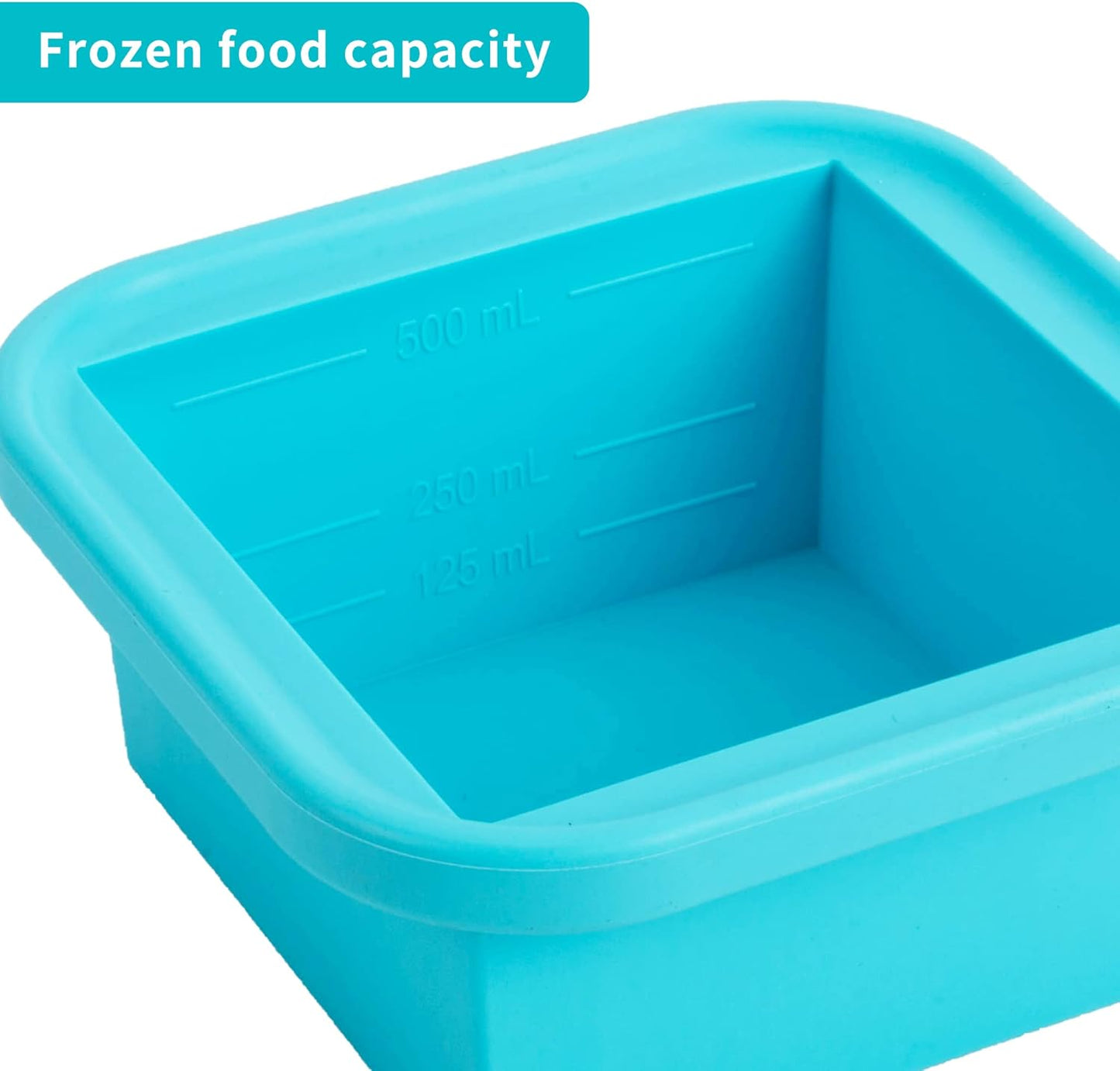 Silicone Freezing Tray with Lid - 2-Cup 4 Pack Freezer Containers,Make 1 Perfect Freezing,Storing Soups, Foods, Stews, Dips or Sauces Simple and Convenient Color Aqua