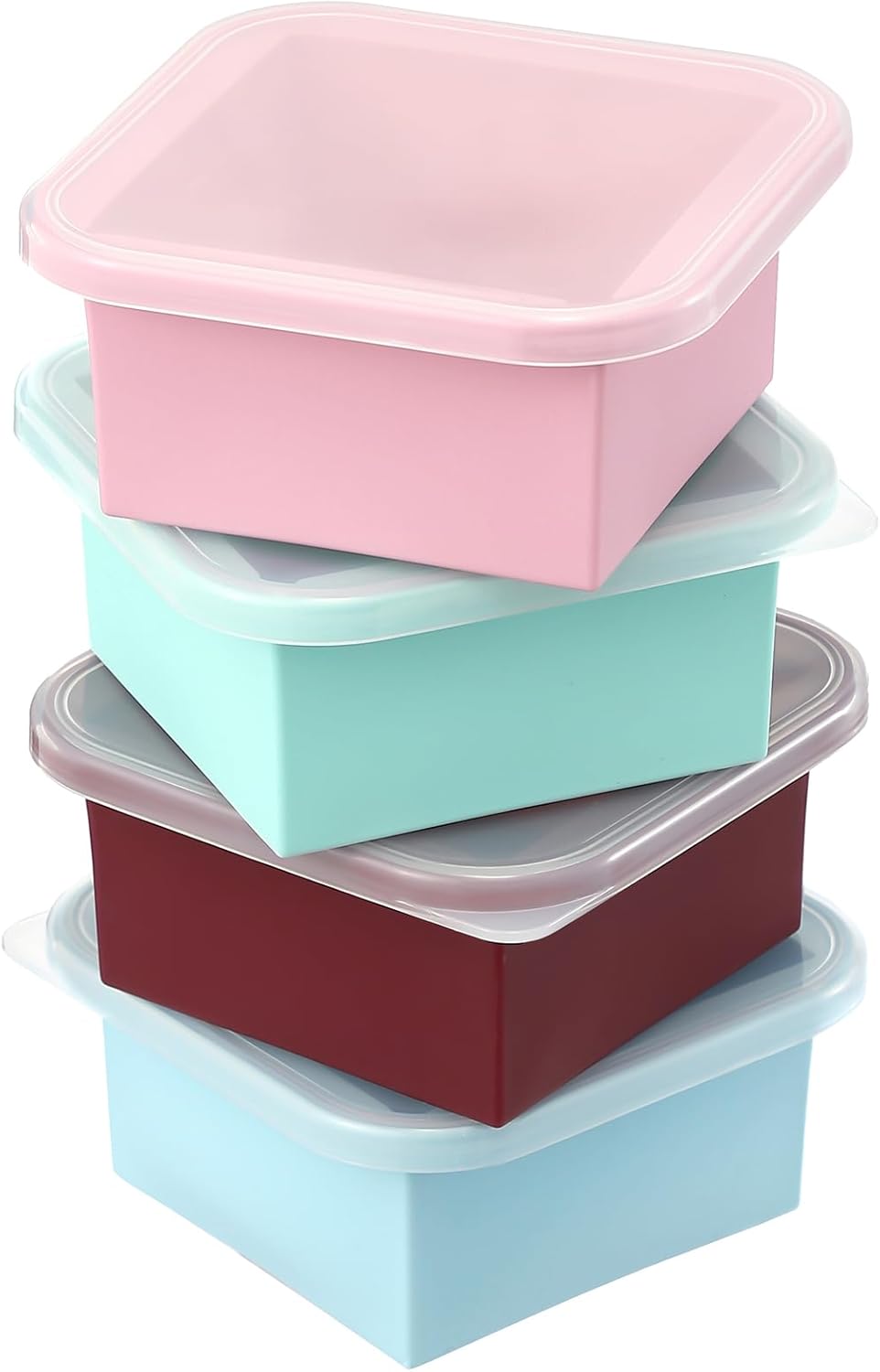 2-Cup Silicone Freezer Trays with Lids – Perfect for Meal Prep, Portion Control, and Easy Freezing-Meal Prep Container Molds for Soup,Leftovers (Multicolors, 4 Pack)