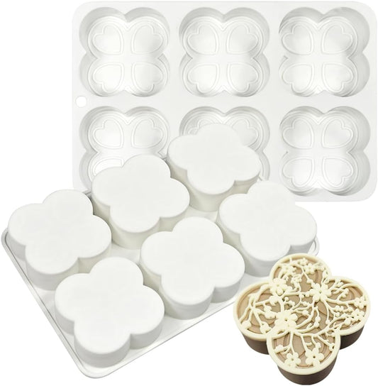 mostsom Four-Leaf Clover Shape Silicone Mold Cake Mould Cone Mousse Dessert Decorating Tools Kitchen Accessories (L_ Four-Leaf Clover)