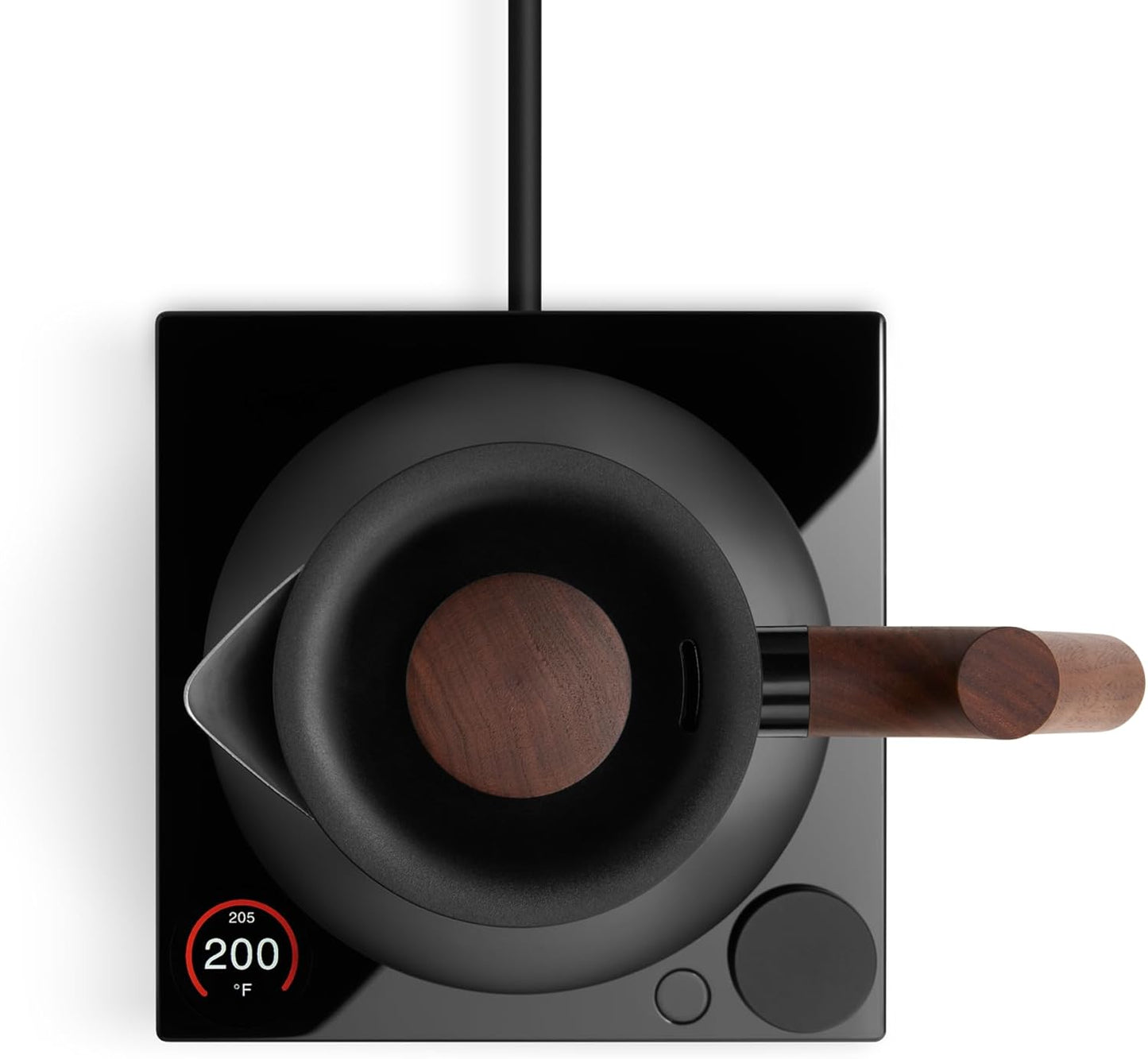 Fellow Corvo EKG Pro Studio Edition Electric Tea Kettle - Quick Heating, Precise Temperature Control, Scheduling, Built-in Brew Timer - Matte Black with Walnut Handle - 0.9 Liter
