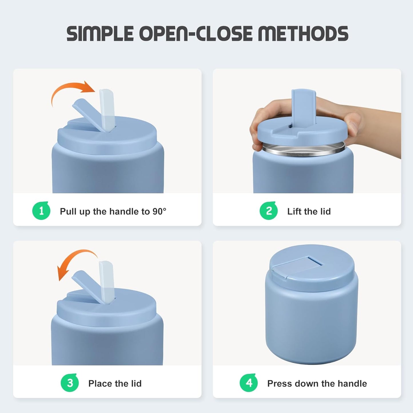 26oz Soup Thermo for Hot Food Kids with Buckle Lid Insulated Vacuum Food Jar Wide Mouth Leakproof Stainless Steel Lunch Container (Blue)