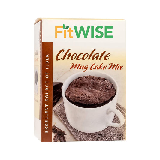 FITWISE - High Protein Mug Cake Mix, 15g Protein, Low Calorie, Low Net Carbs, Low Fat, High Fiber, Gluten Free, Ideal Protein Compatible, 7 Servings Per Box (Chocolate)