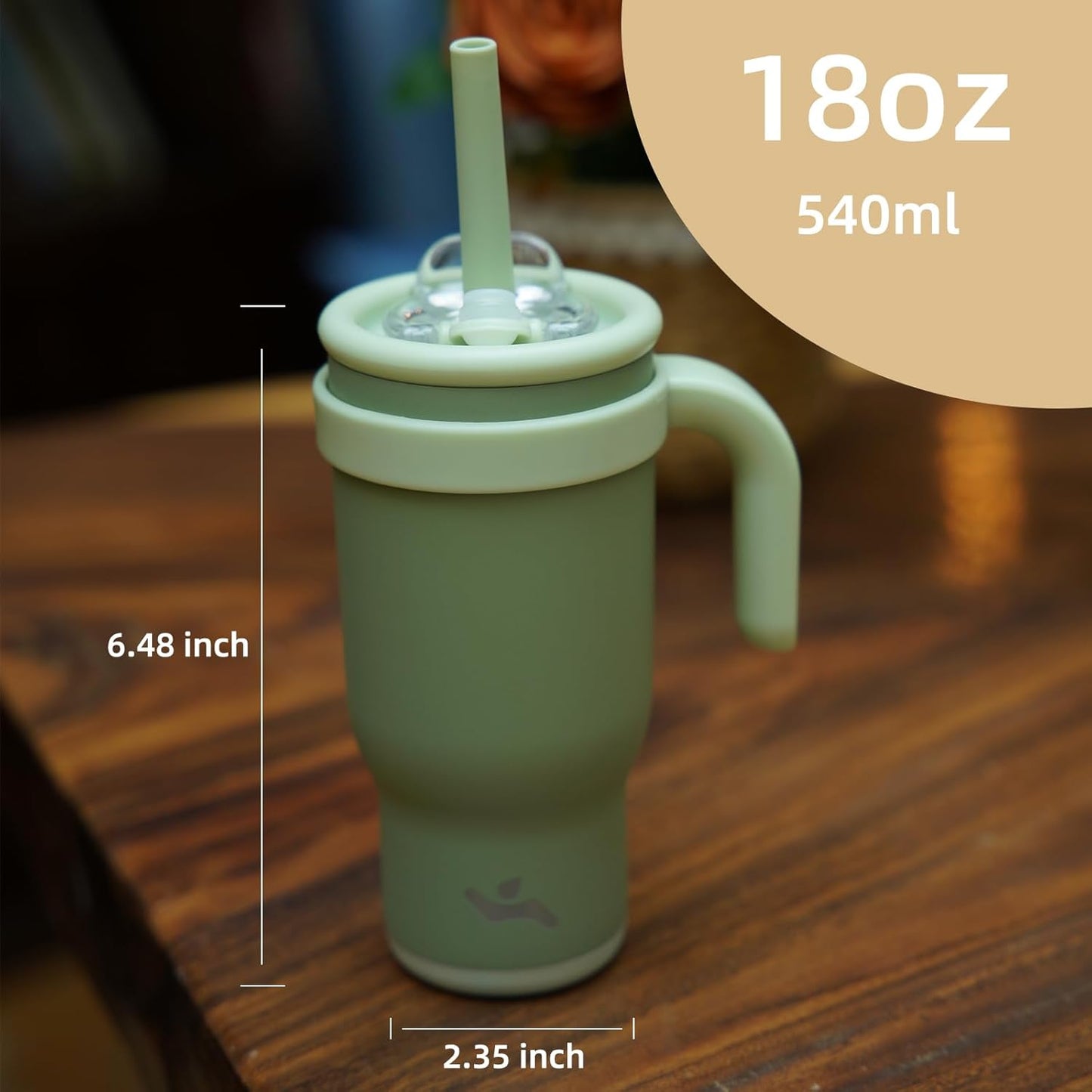 18 oz Tumbler with Side Handle, Insulated Water Bottle with Straw and 2 in 1 Lid, Stainless Steel Cup Travel Coffee Mug for Sports Office Gym,Ice Blue