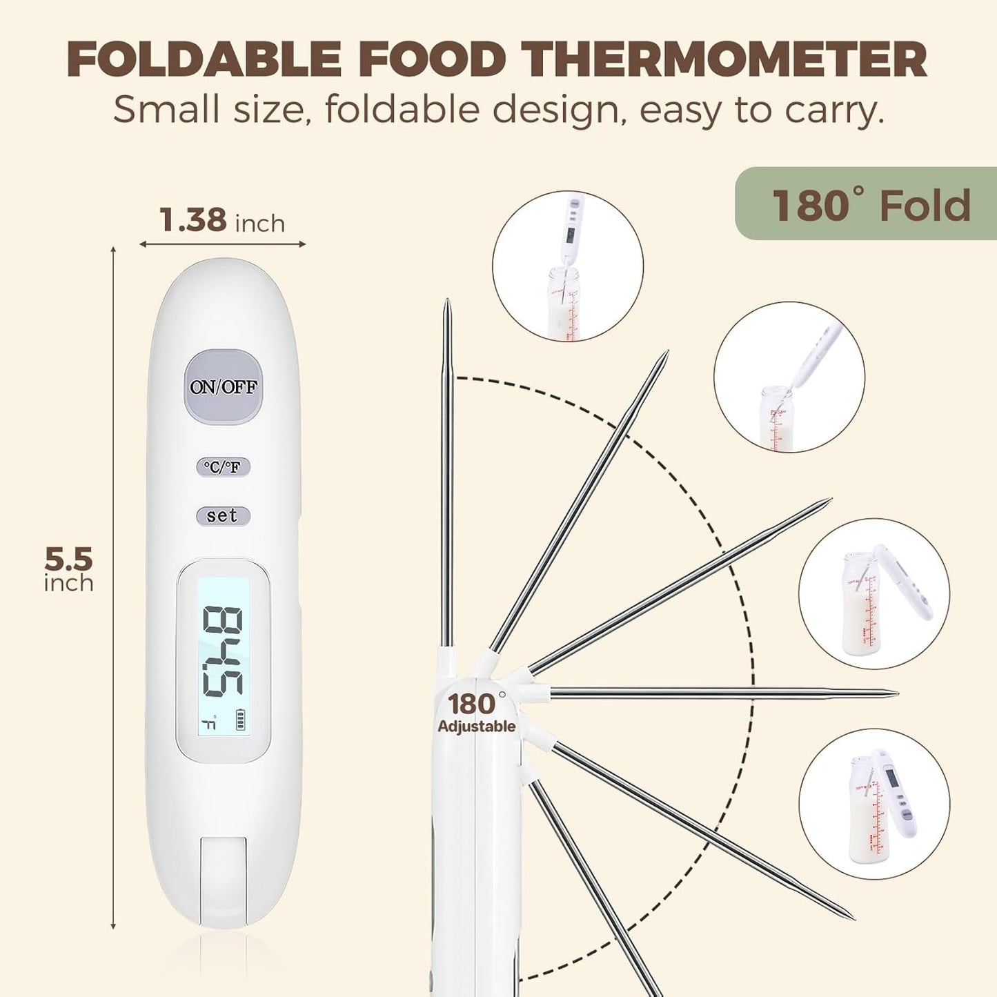 Meat Thermometer Digital - Instant Read Food Thermometer for Cooking Grilling Air Fryer Griddle Probe Kitchen Gadgets Essentials BBQ Grill Smoker Oil Fry Candy Turkey Instant Read Thermometer