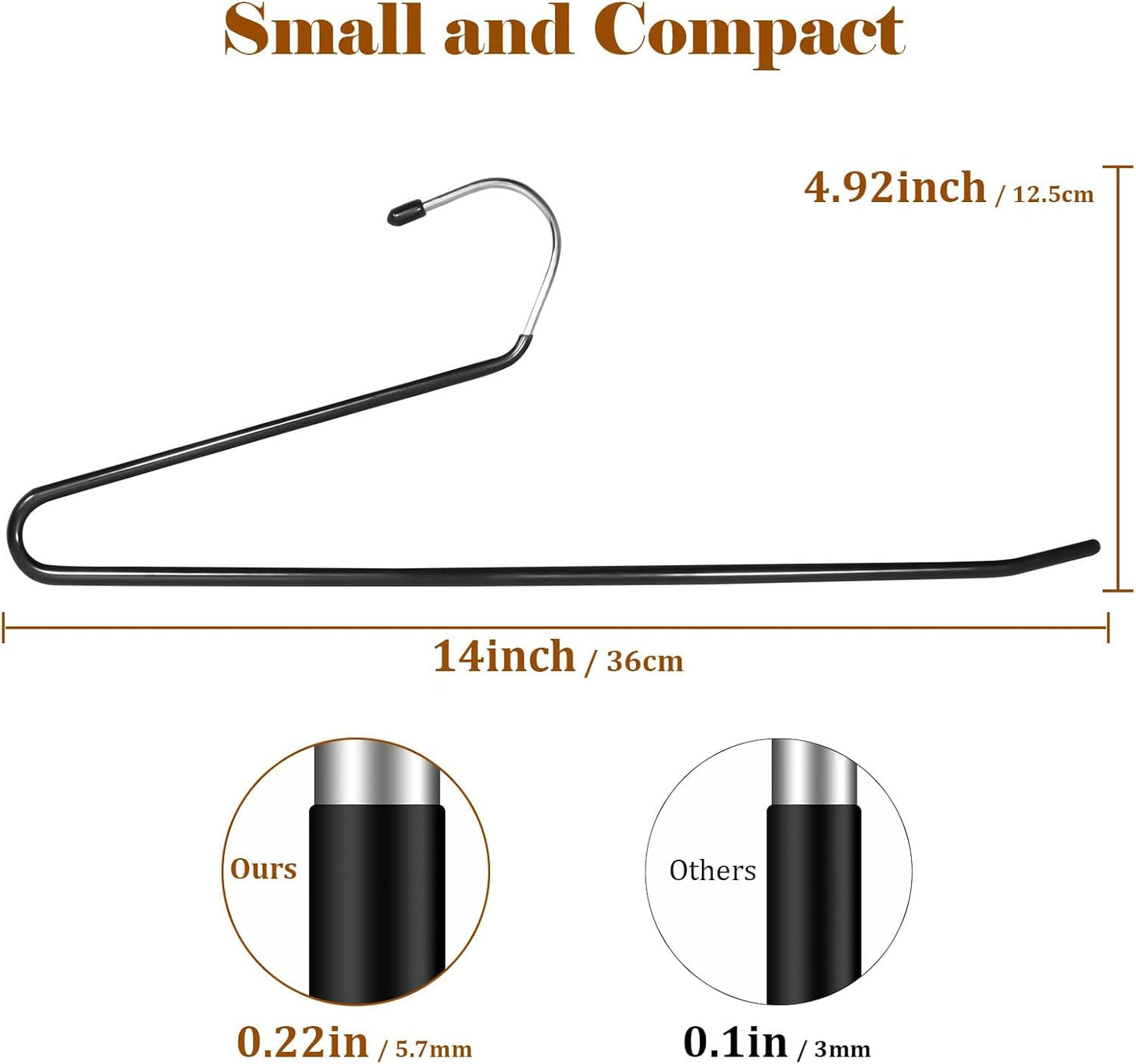 Pants Hangers,30-Pack Clothes Hangers Space Saving, Non-Slip Open-Ended Pant Hanger,Black Metal Hangers Design for Jeans,Slacks,Scarf (Black)