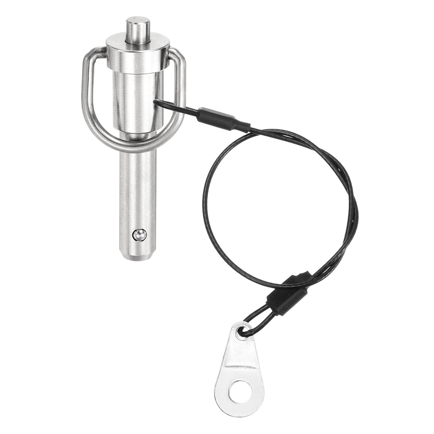 uxcell 1 Pcs Quick Release Pin, 3/8" x 1"(Dia. x L) Push-Button Ball Locking Pin 304 Stainless Steel Ring Handle Locking Pin with Wire for Audio Bimini Top Marine, Silver