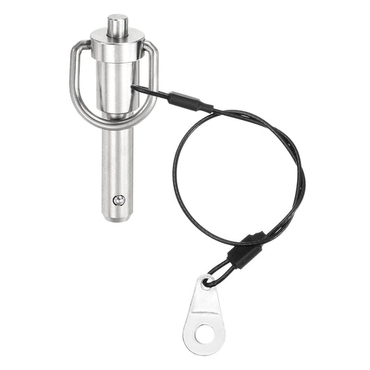 uxcell 1 Pcs Quick Release Pin, 3/8" x 1"(Dia. x L) Push-Button Ball Locking Pin 304 Stainless Steel Ring Handle Locking Pin with Wire for Audio Bimini Top Marine, Silver