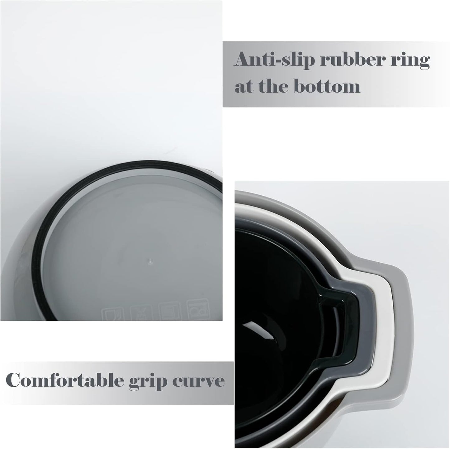 BoxedHome 8 Pack Classic Nesting Mixing Bowl Set with 4 Measuring Cups, Plastic Mixing Bowls with Pour Spouts and Handles(Gray)