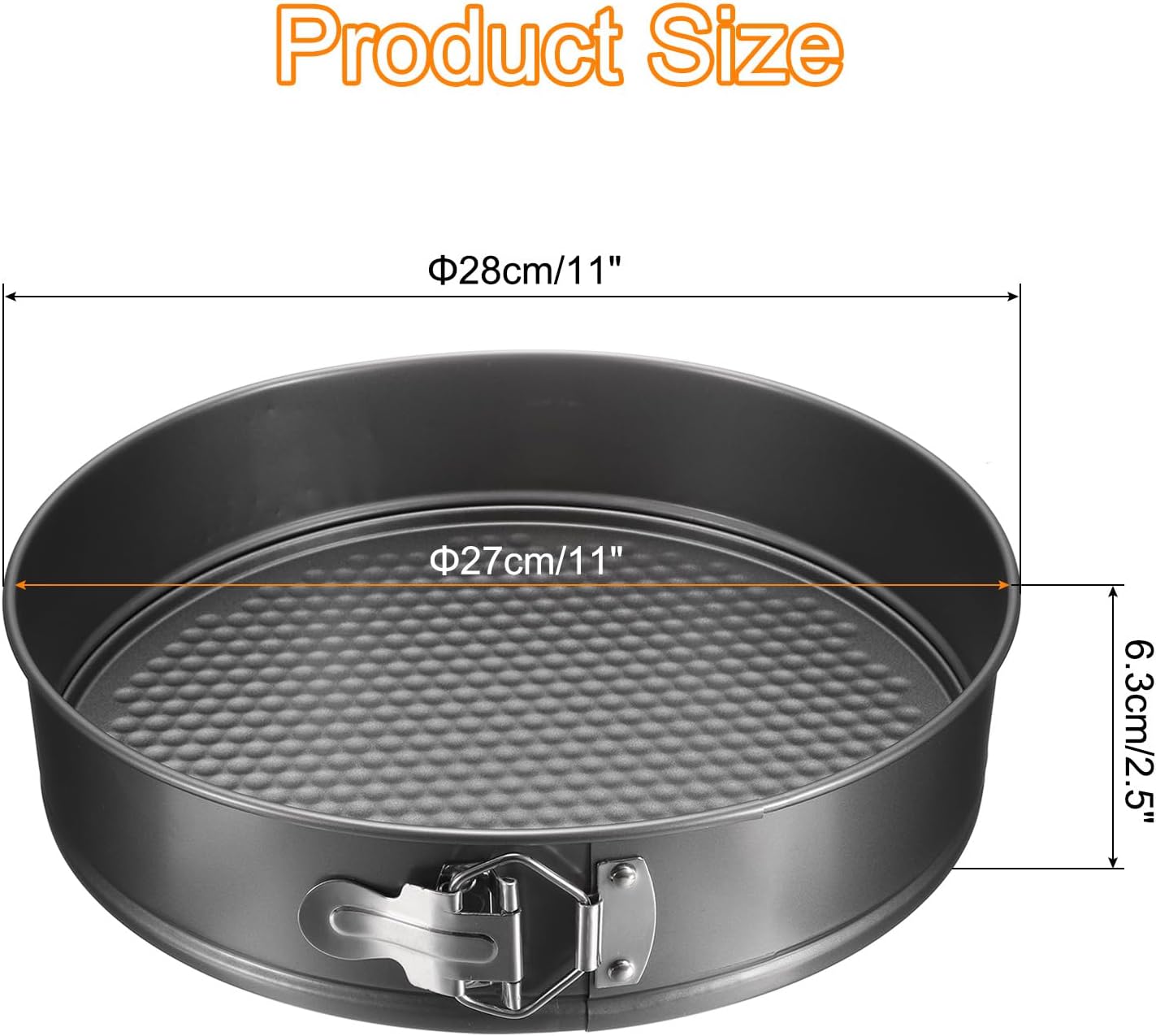 uxcell 11 Inch Springform Pan Nonstick Cake Pan with Removable Bottom Round Leakproof Cake Baking Pans Molds for Baking, Cheese Cakes, Pizza, Biscuits, Black（1pcs