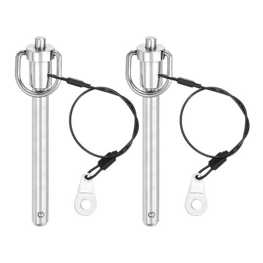 uxcell 2 Pcs Quick Release Pin, 3/8" x 3" (Dia. x L) Push-Button Ball Locking Pin, 304 Stainless Steel, Silver