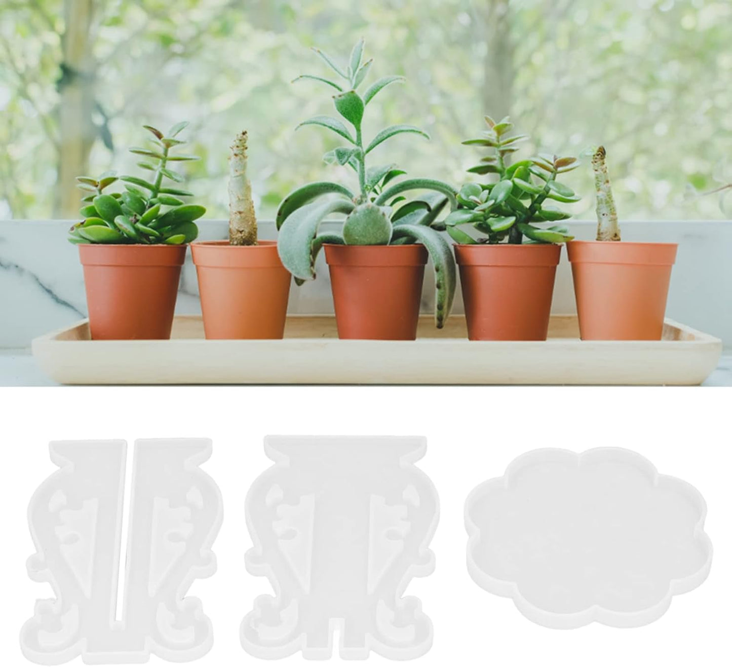 3Pcs DIY Silicone Flower Pot Shelf Mold Easy Demoulding Unique Shape Suitable for Resin Crafts (European Mold 60-732)