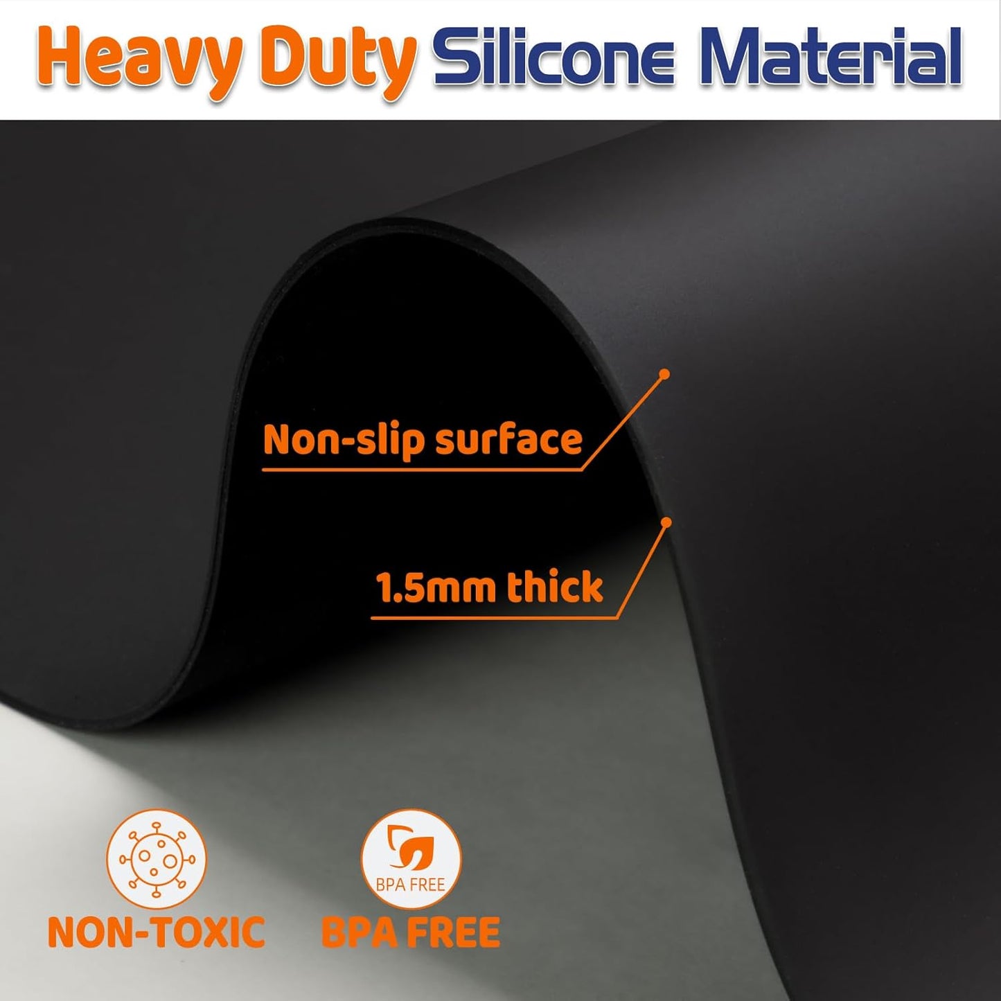 Warome Silicone Mat,78.7”x 23.6” Heat Resistant Mats for Countertop,Extra Large Countertop Protector Mat, Multi-functional Cuttable Kitchen Counter Mat, Silicone Mats for Kitchen Counter/Crafts -Black