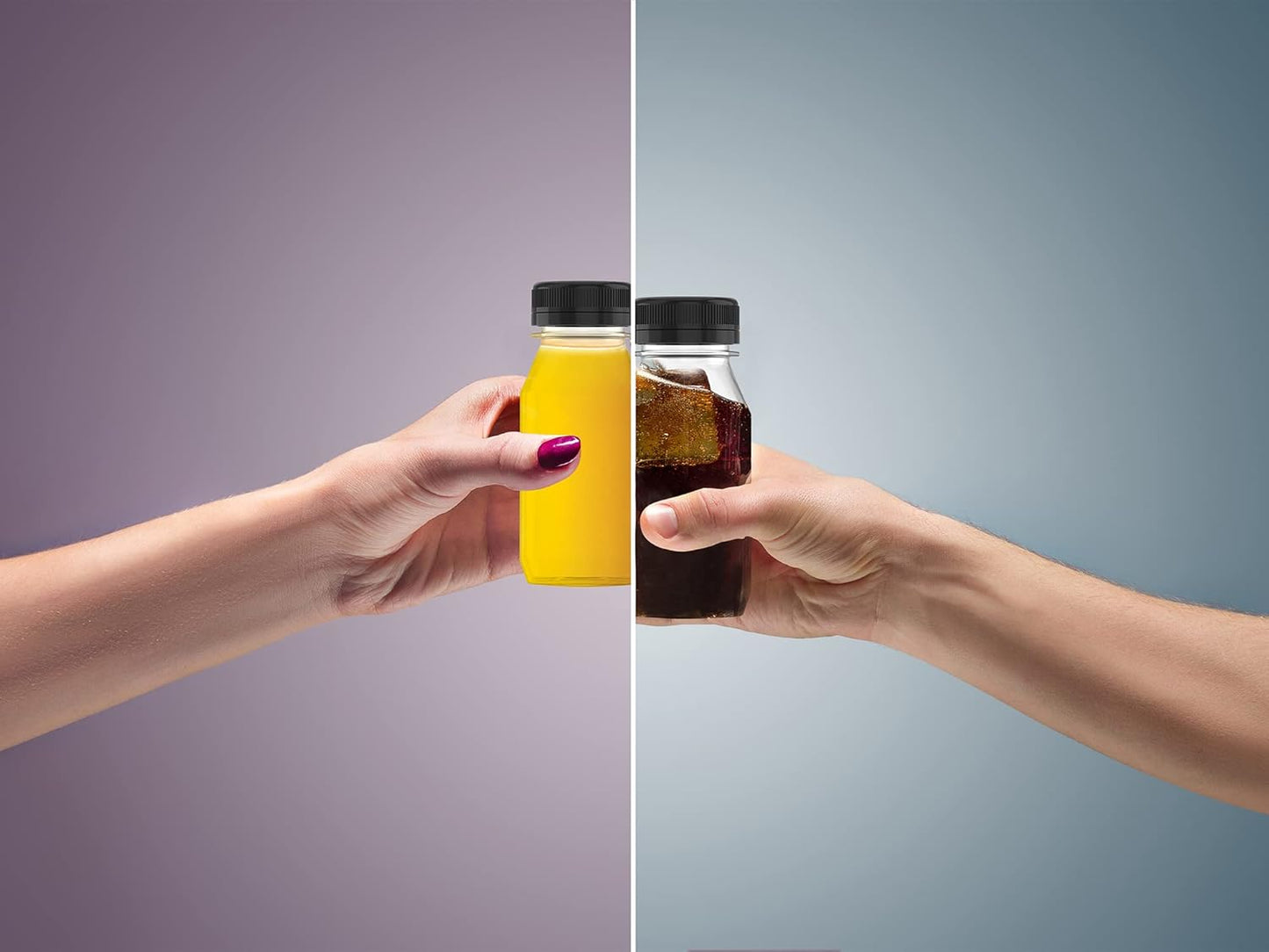 10 Pcs 8 oz Plastic Juice Bottle Reusable Transparent Bulk Beverage Containers with Black Lids for Juice, Drinking Milkshake Tea, Milk, Juicing Smoothie Water and Other Beverages, Fridge Storage