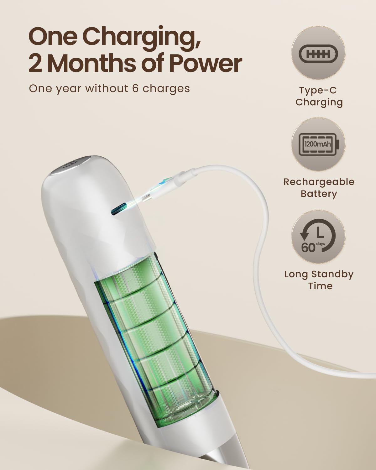 Maestri House Rechargeable Milk Frother, LunaFro Mini Handheld Electric Foam Maker Detachable Stainless Steel Whisk Drink Mixer Foamer Mini Blender for Matcha, Lattes, Cappuccino, No Stand