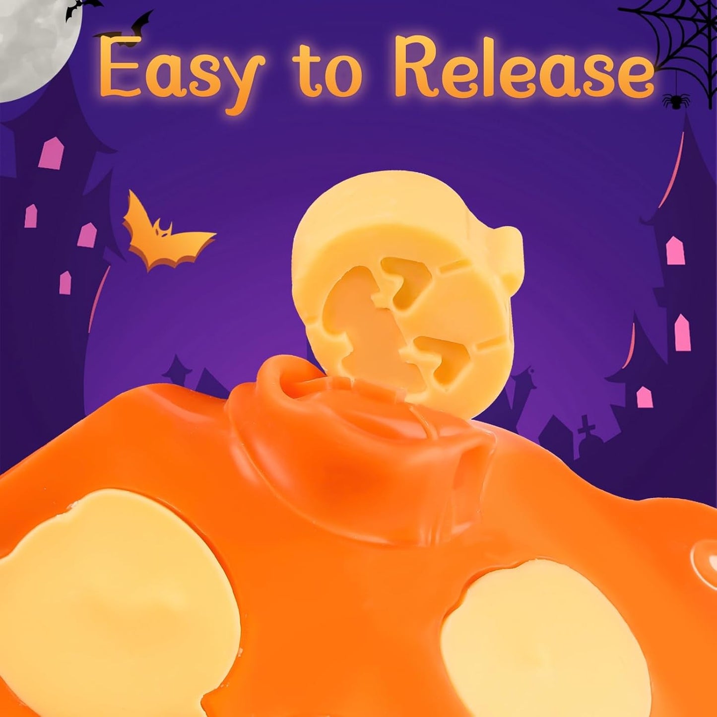 JOERSH Halloween Chocolate Silicone Molds, 4PCS Pumpkin Ghost Shaped Candy Mold Non Stick Baking Pan for DIY Chocolate, Fondant, Jello, Gummy, Candy, Cake Topper, Dessert Decorating