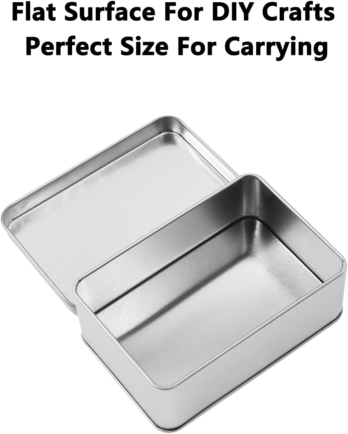 Metal Empty Boxes, Tin Boxes with Lid,Small Silver Tin Boxes,Stackable Organizer Containers,8PCS Storage Tin for Home Outdoor Active Storage Containers